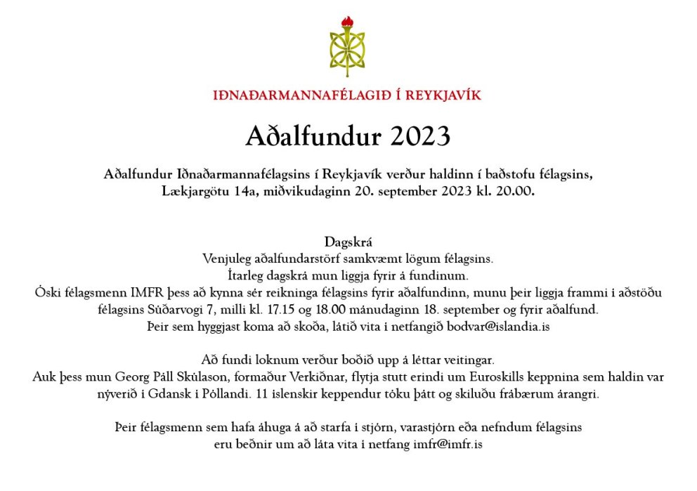Aðalfundur félagsins 20. september 2023