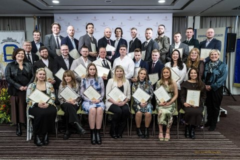 Nýsveinar ásamt forseta, ráðherra og formanni félagsins.